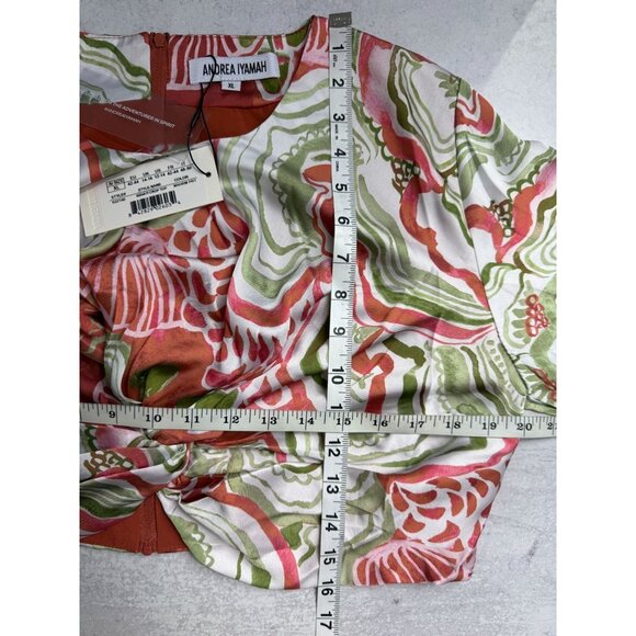 Andrea Iyamah Behati Crop Top Coral Green Balloon‎ Sleeves - Picture 7 of 12